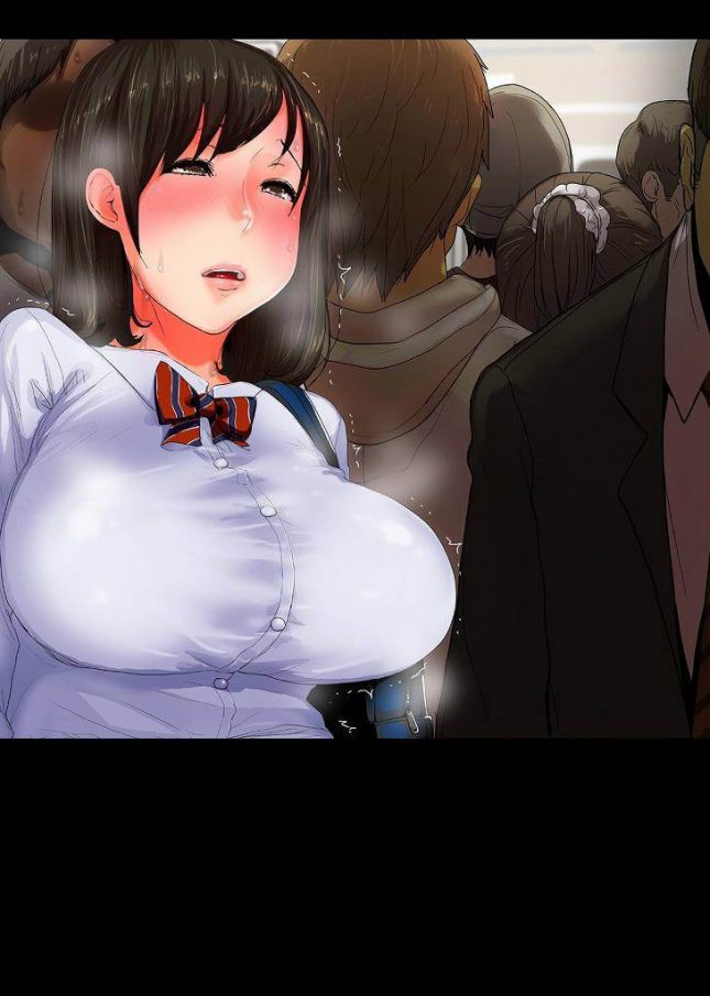 【エロ漫画】満員電車の中で痴漢からお尻を触られてしまう巨乳JKは、自分からチンコを触りそのままラブホテルまで行ってしまう。【無料 エロ同人】 (51)